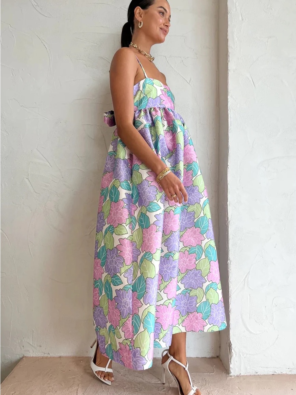 Alemais Luella Floral Maxi Dress in Pink, Lavender, Green, Teal - Picture 2 of 7